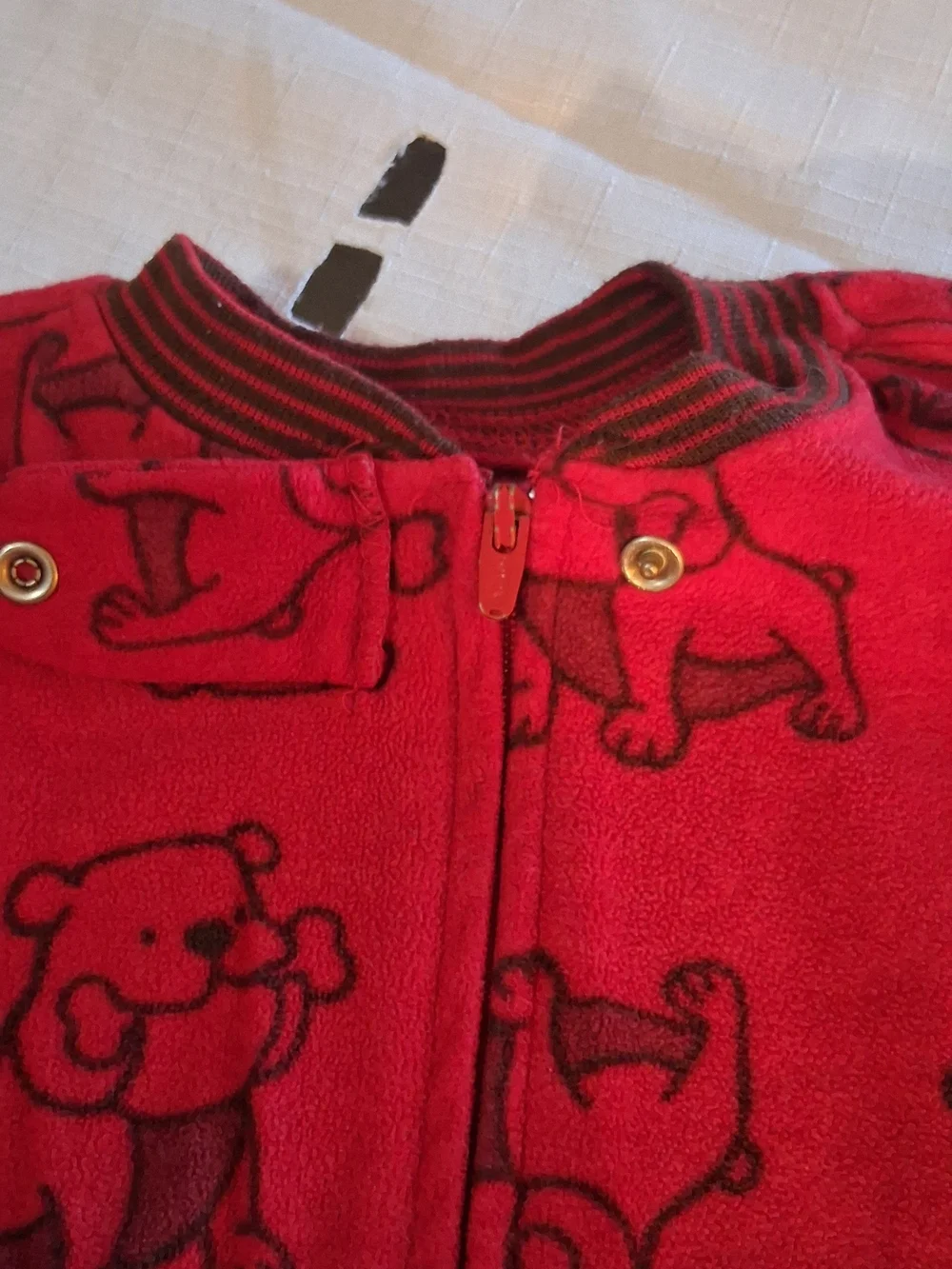 Red Puppy Print Footed One-Piece Pajamas for Kids 6M 260895